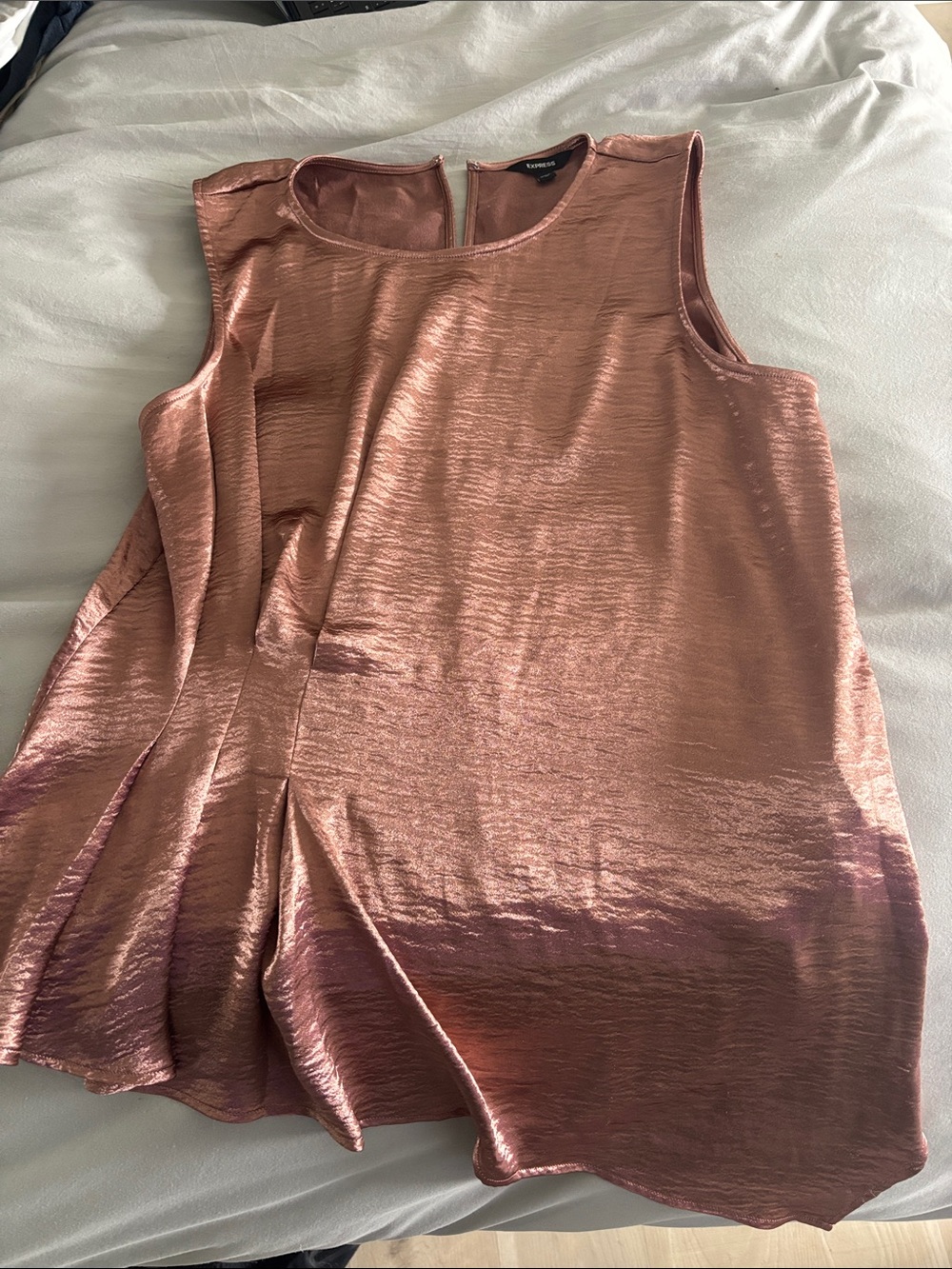 Express Shimmery Rose Gold Sleeveless Blouse
